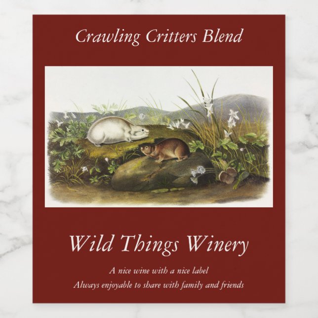 Hudson's Bay (Ungava Collared) Lemming by Audubon Wine Label (Single Label)