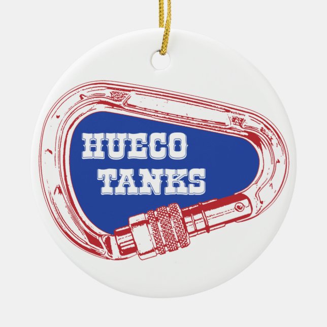 Hueco Tanks Carabiner Ceramic Tree Decoration (Front)