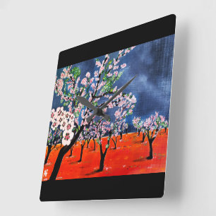 Huerto de Almendros Painting by Alfred Fox Square Wall Clock