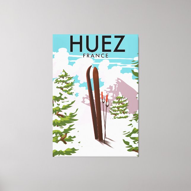 Huez France Retro ski poster Canvas Print (Front)