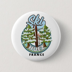 Huez Ski france retro logo  6 Cm Round Badge