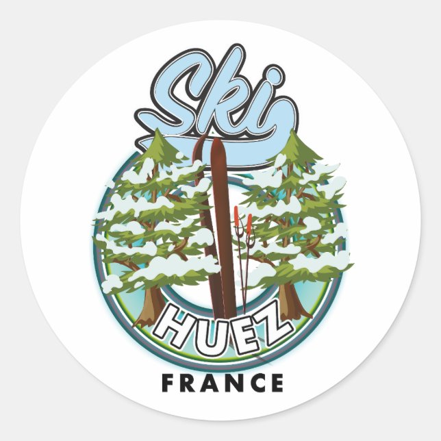 Huez Ski france retro logo  Classic Round Sticker (Front)