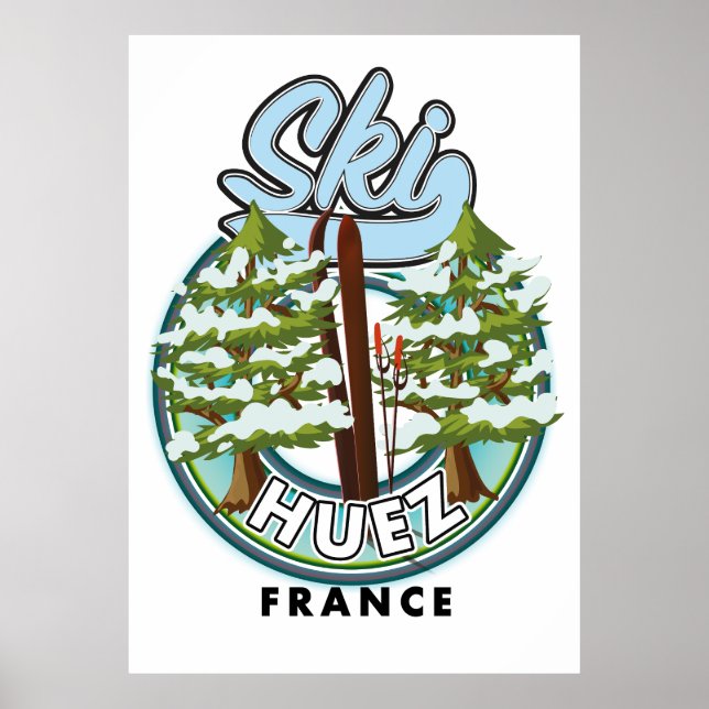 Huez Ski france retro logo  Poster (Front)