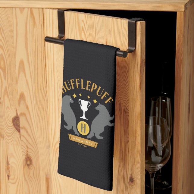 HUFFLEPUFF™ Badger and Cup House Pride Graphic Tea Towel (Thirds Fold)