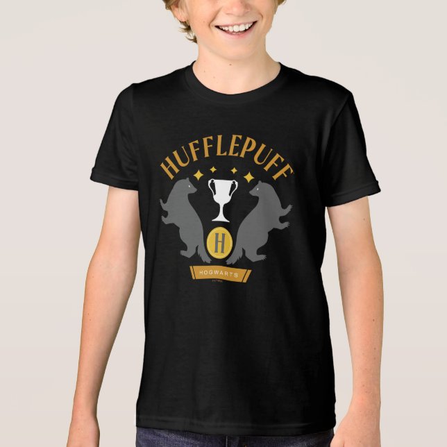 HUFFLEPUFF™ Badger and Cup House Pride Graphic Tri-Blend Shirt (Front)