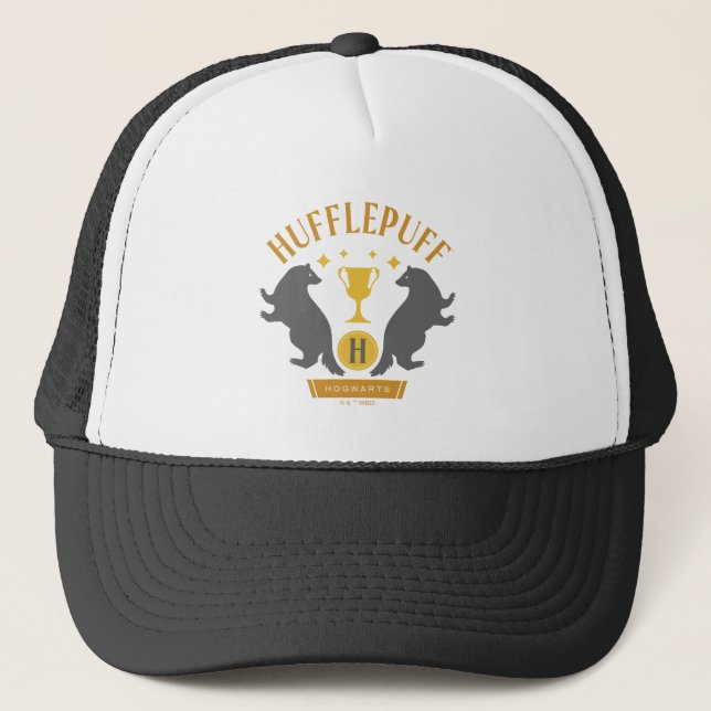 HUFFLEPUFF™ Badger and Cup House Pride Graphic Trucker Hat (Front)