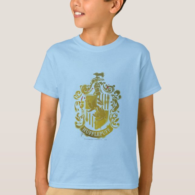 Hufflepuff Crest - Splattered T-Shirt (Front)