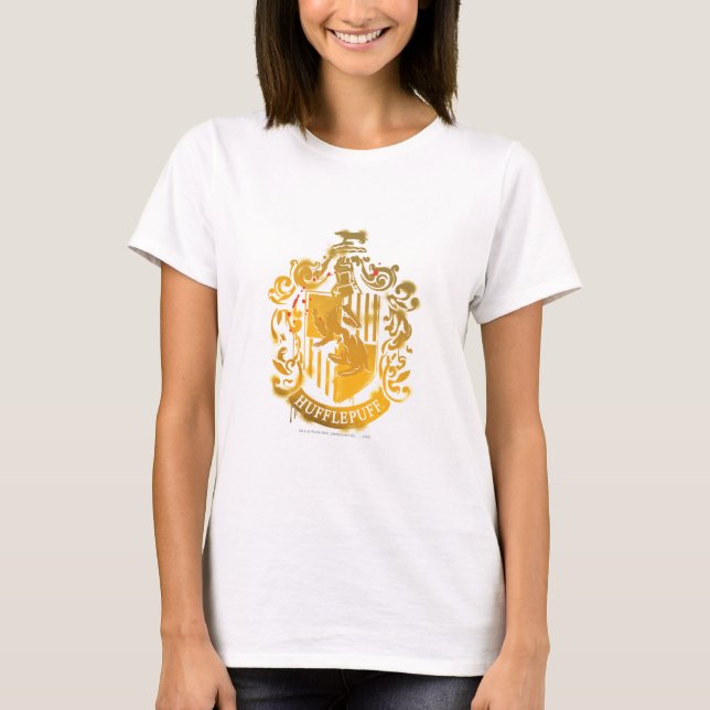 Hufflepuff Crest - Splattered T-Shirt (Front)
