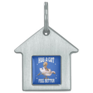 Hug a Cat Feel Better Funny Skeleton Cat Art Pet ID Tag