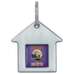 Hug a Cat Feel Better Introvert Cat Humour Pet ID Tag