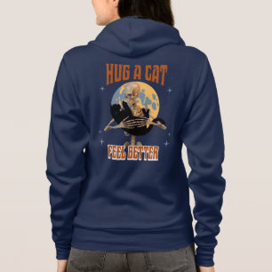 Hug a Cat, Feel Better Skeleton Hugging Cat Funny Hoodie