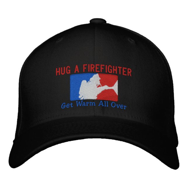 Hug A Firefighter Humourous Custom Embroidery Embroidered Hat (Front)