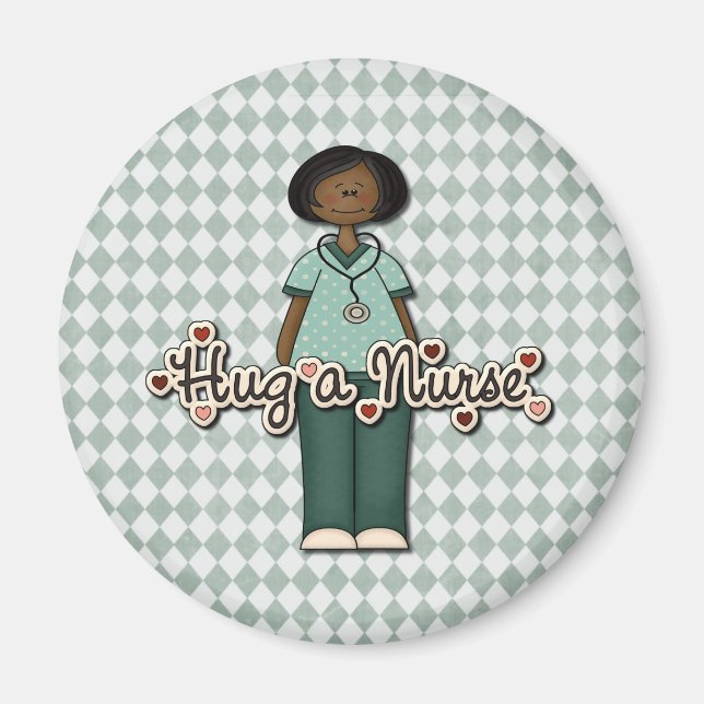 Hug a Friendly Smiling Nurse Magnet (Front)