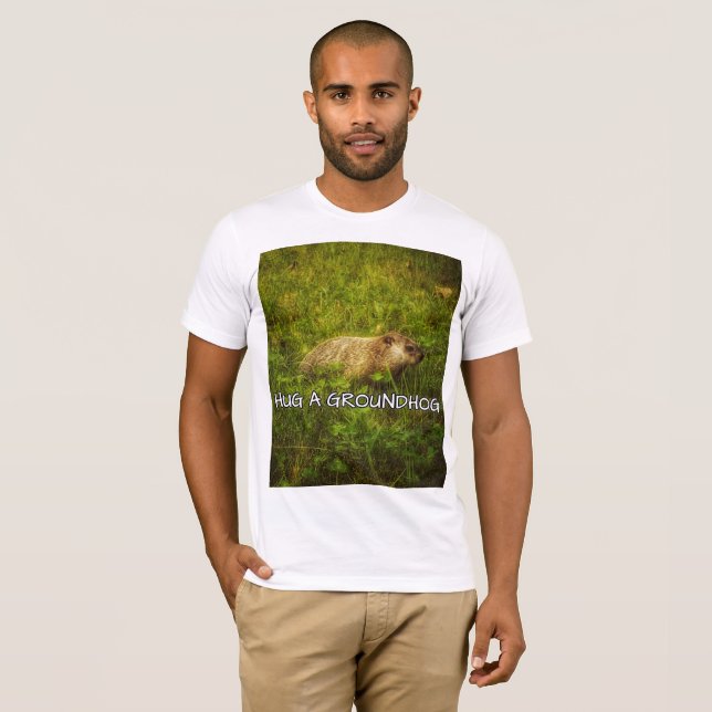 Hug a groundhog t-shirt (Front Full)