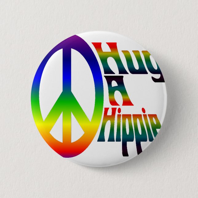 hug a hippie 6 cm round badge (Front)