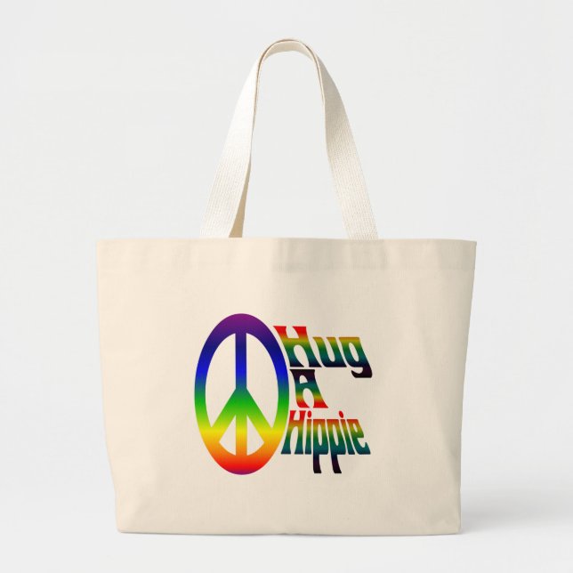 hug a hippie large tote bag (Front)