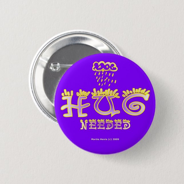 Hug - A Positive Word 6 Cm Round Badge (Front & Back)