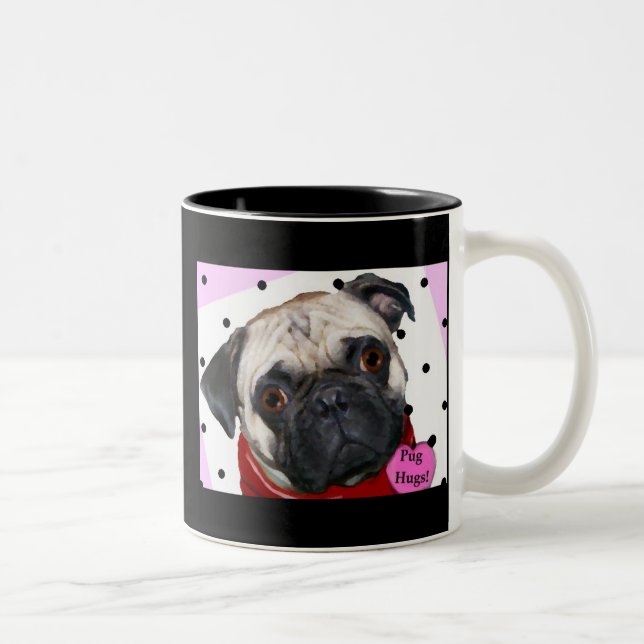 Hug A Pug Mug! Two-Tone Coffee Mug (Right)