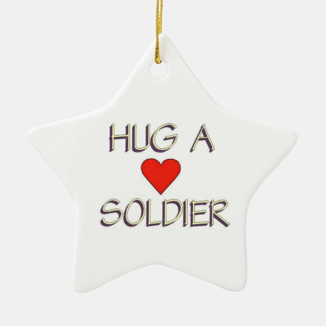 Hug a Soldier Ceramic Tree Decoration (Front)
