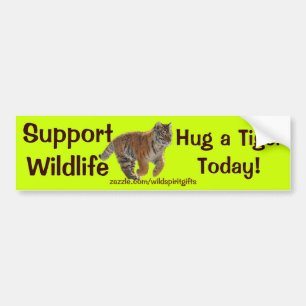 HUG A TIGER Wildlife Support Funny Bumper Sticker
