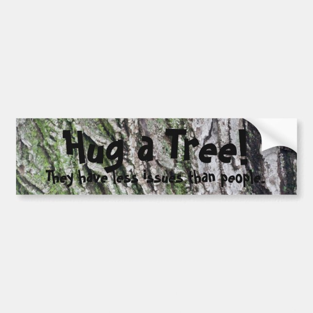 Hug a tree bumper sticker (Front)