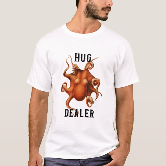 Hug Dealer Funny Octopus by Ernst Haeckel T-Shirt (Front)