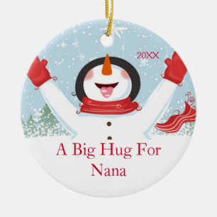 Hug for Nana Christmas Snowman Ornament