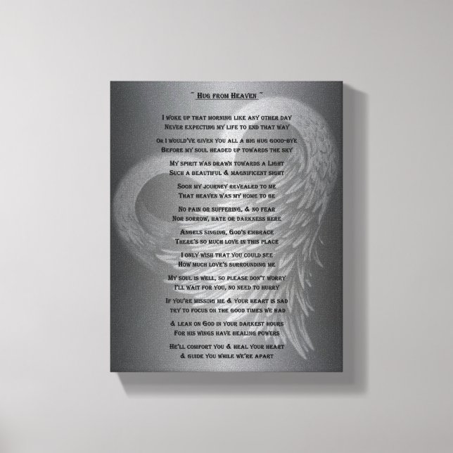 Hug from Heaven Legacy Poem Canvas Print (Front)