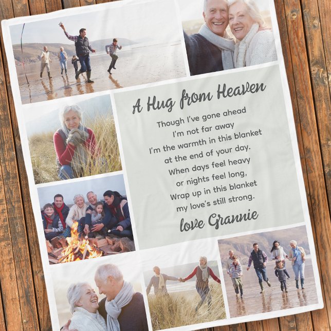 Hug From Heaven Photo Collage Sympathy Fleece Blanket (Creator Uploaded)