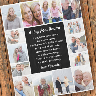 Hug From Heaven Photo Collage Sympathy Fleece Blanket