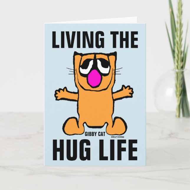 HUG GIBBY CAT LOVE HELLO GREETING CARD (Front)