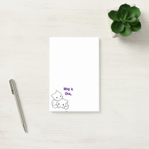 Hug It Out Cartoon Kittens, Cute Cat Friendship Post-it Notes