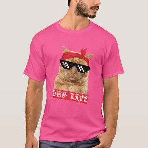 Hug Life Kitty Cat Thug Gansta Funny Gangster T-Shirt