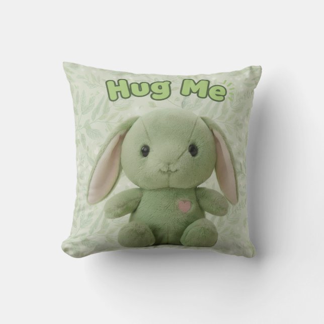 Hug Me Bunny Throw Pillow (Front)