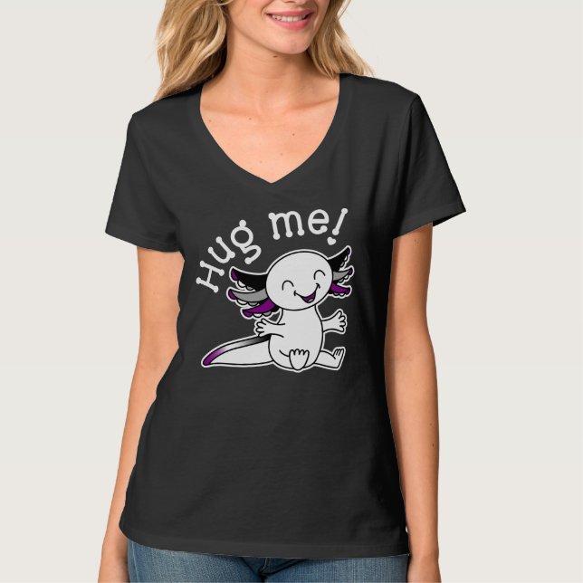 Hug me! Cute Axolotl in Ace Pride colours T-Shirt (Front)
