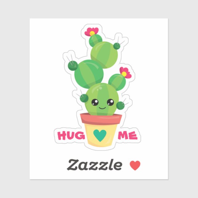 "HUG ME" doodle cartoon cactus in a pot funny (Sheet)