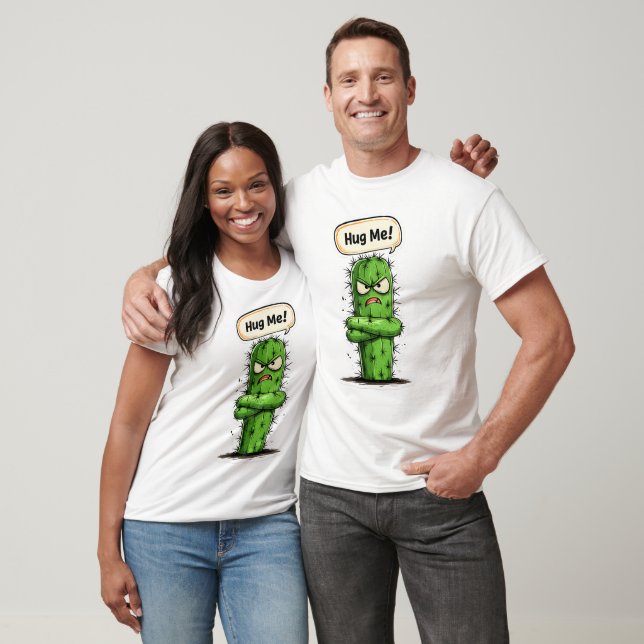 Hug Me Funny Angry Cactus T-Shirt (Unisex)