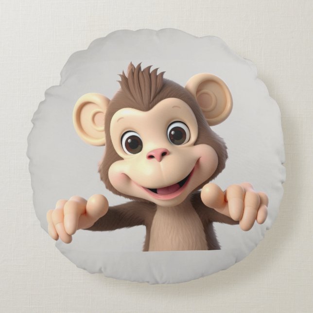 Hug me monkey round cushion (Front)