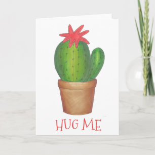 Hug Me Prickly Succulent Cactus Potted Plant Funny Holiday Card