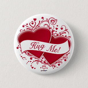 Hug Me! Red Hearts 6 Cm Round Badge