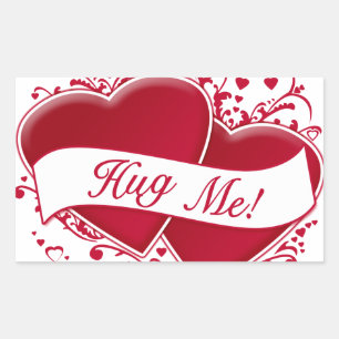 Hug Me! Red Hearts Rectangular Sticker