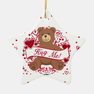 Hug Me! Valentine's Day Teddy Bear Ceramic Tree Decoration