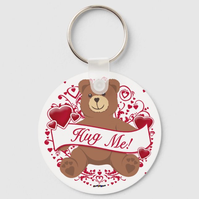 Hug Me! Valentine's Day Teddy Bear Key Ring (Front)