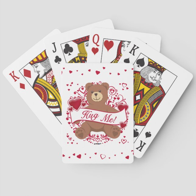Hug Me! Valentine's Day Teddy Bear Playing Cards (Back)