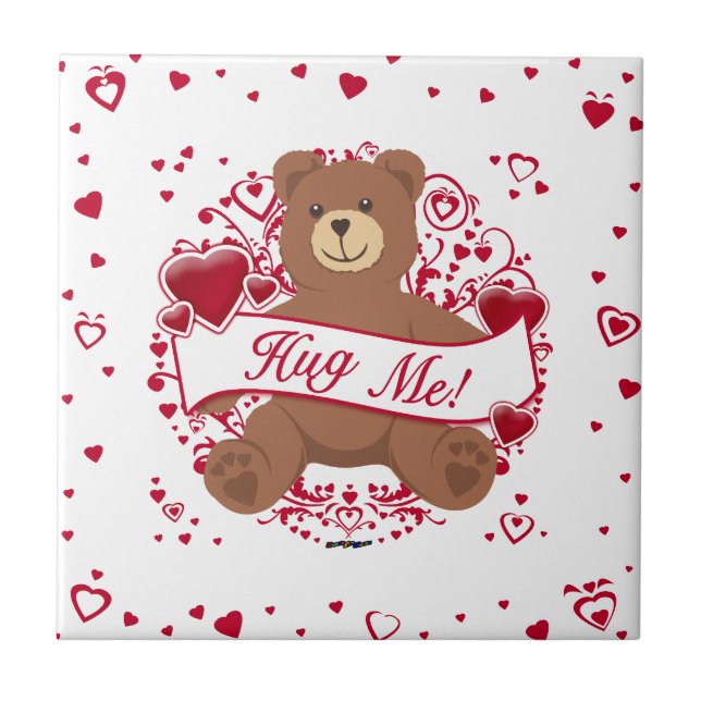Hug Me! Valentine's Day Teddy Bear Tile (Front)