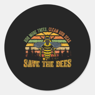 Hug more trees clean seas save bees nature lover classic round sticker