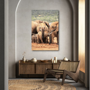 Hug the little elephant canvas framed print