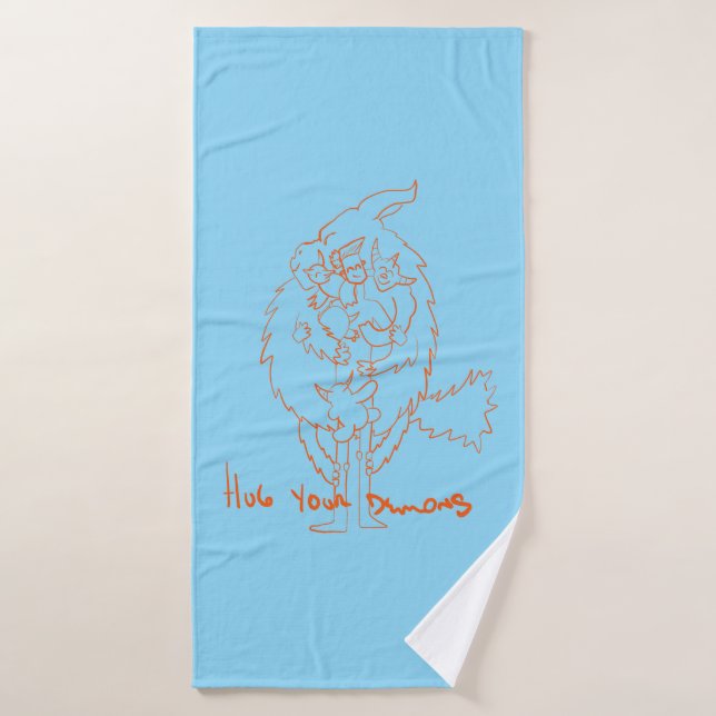 Hug Your Demons Bath Towel (Bath Towel)