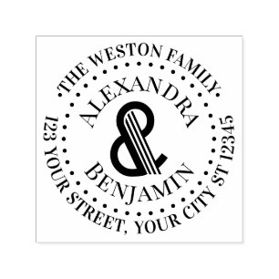 Huge Art Deco Ampersand Family Name Return Address Self-inking Stamp