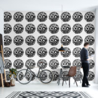 Huge Black and White Floral Yin Yang